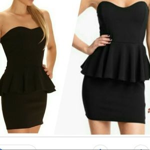 BUSTIER black strapless top peplum